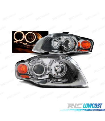 PHARE ANGEL EYES POUR AUDI A4 B7 04-08 CHROMÉ