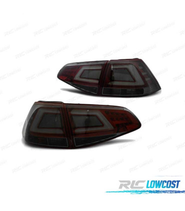 FEUX ARRIÈRE POUR VOLKSWAGEN VW GOLF 7 12-17 LED BAR ROUGE FUMÉ