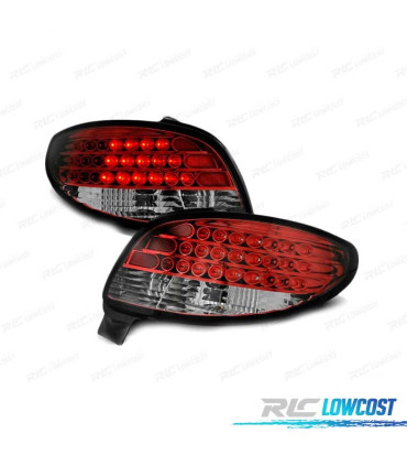 FEUX ARRIÈRE LED PEUGEOT 206 98-09 ROUGE TRANSPARENT