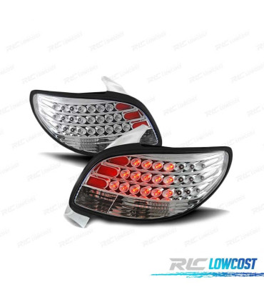 FEUX ARRIÈRE POUR PEUGEOT 206 98- LED CHROMÉ