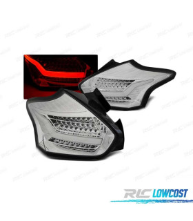 FEUX ARRIÈRE POUR FORD FOCUS 3 HATCHBACK 15-18 CLIGNOTANT LED DYNAMIQUE LED BAR CHROMÉ