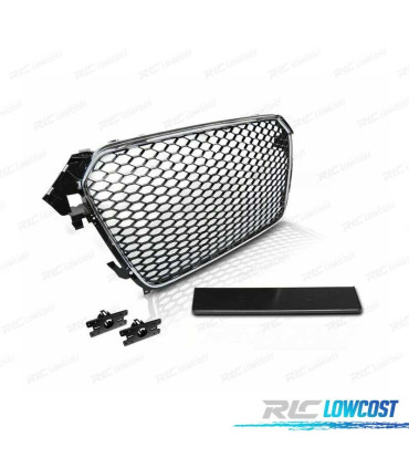 CALANDRE AUDI A4 B8 11-15 LOOK RS CHROMÉ NOIR