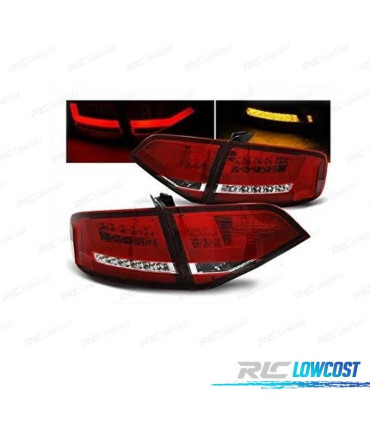 FEUX ARRIÈRE AUDI A4 B8 07-11 LIGHT BAR ROUGE CHROMÉ