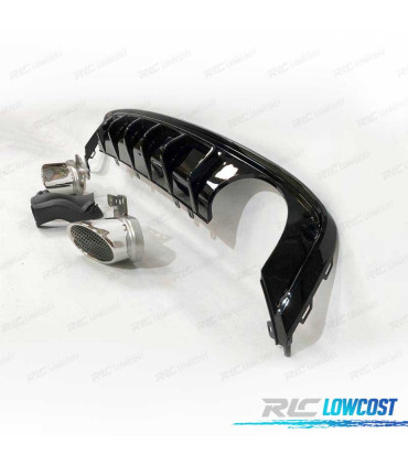 DIFFUSEUR AUDI A6 C8 AVANT 19-21 LOOK RS6 NOIR BRILLANT + EMBOUTS D'ÉCHAPPEMENT